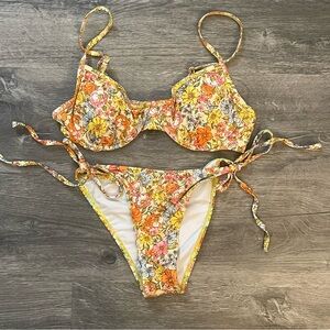 Romwe Multicolor Floral Bikini Swimsuit size S